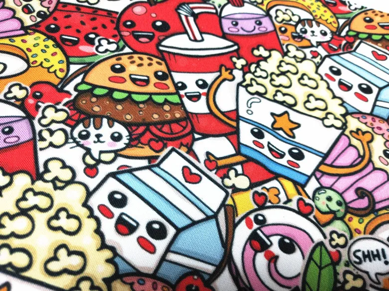 145 см Ширина мультфильм попкорн и пиццы холщовая ткань с принтом для подушек вам