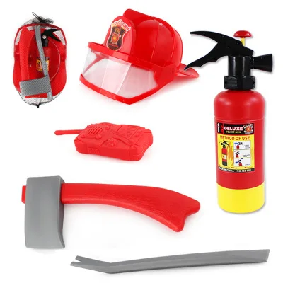 

Summer Outdoor Toy Fireman Theme Water Gun Kit Pretend Play Tool Hat Simulation Axe Fire Extinguisher Wrench Party Favors