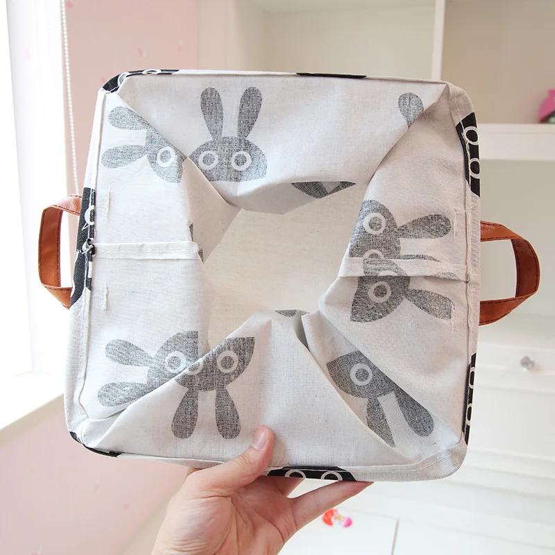 

Waterpoof Laundry Basket Cotton And Linen Cloth Folding Boxes Cartoon Toys Clothing Organizer Large Capacity Bins With Handle