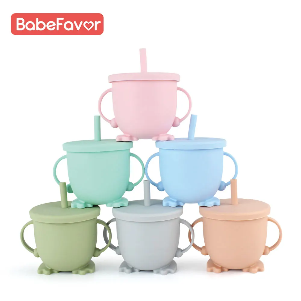 

Детские Силиконовые Чашки Sippy для кормления младенцев из мультфильма, чашка для обучения с соломинкой, детская посуда, бутылка для питья вод...