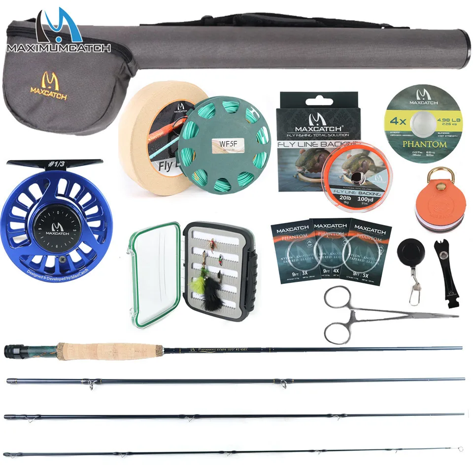 Rod Combo 1set Maximumcatch 2/3/4WT Нимфа Fly Удочка IM10/36 T графитовая углеродная волокна 10/11FT умеренный быстрое действие Нимфа Fly стержень - Цвет: Rod Combo 1set