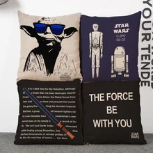 Star Wars Cartoon Anime Figure Darth-Vader Yoda Master Linen Pillowcase Cartoon Movie Office Sofa Cushion Pillowcase Car Cushion