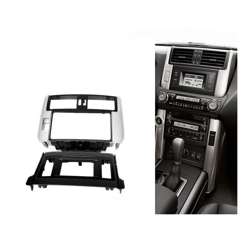 Для TOYOTA Land Cruiser Prado (150) 2009 + Двойная Din стерео панель Fascia Радио DVD монтаж приборной