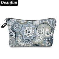 deanfun gray mandala flower small cosmetic bag 3d printed waterproof polyester makeup for women 51559