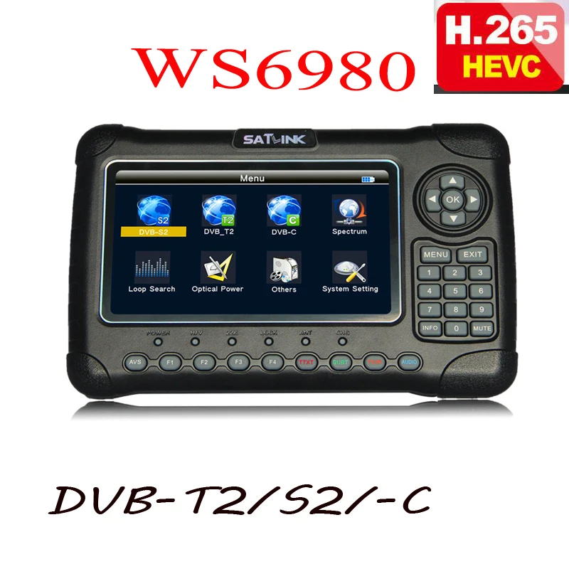 Satlink 6980 hevc h.265 7 дюймов ЖК дисплей WS6980 ws DVB S2/C T2 оптического обнаружения спектра