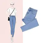 Новинка Осень-зима женские джинсы с высокой талией облегающие девять точек джинсовые маленькие брюки женские эластичные брюки для школьниц