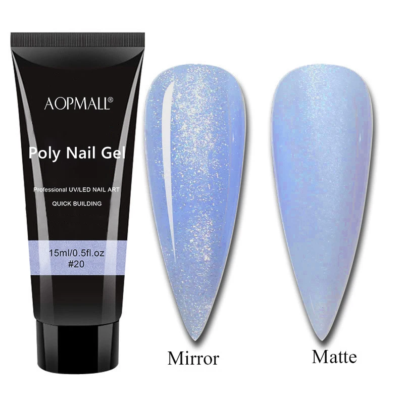 AOPMALL® UV/LED 15 Glitter Shimmer Poly Nail Gel For Extension Color Nail Gel For Nails Art Painting Gel Nail Art Enamel