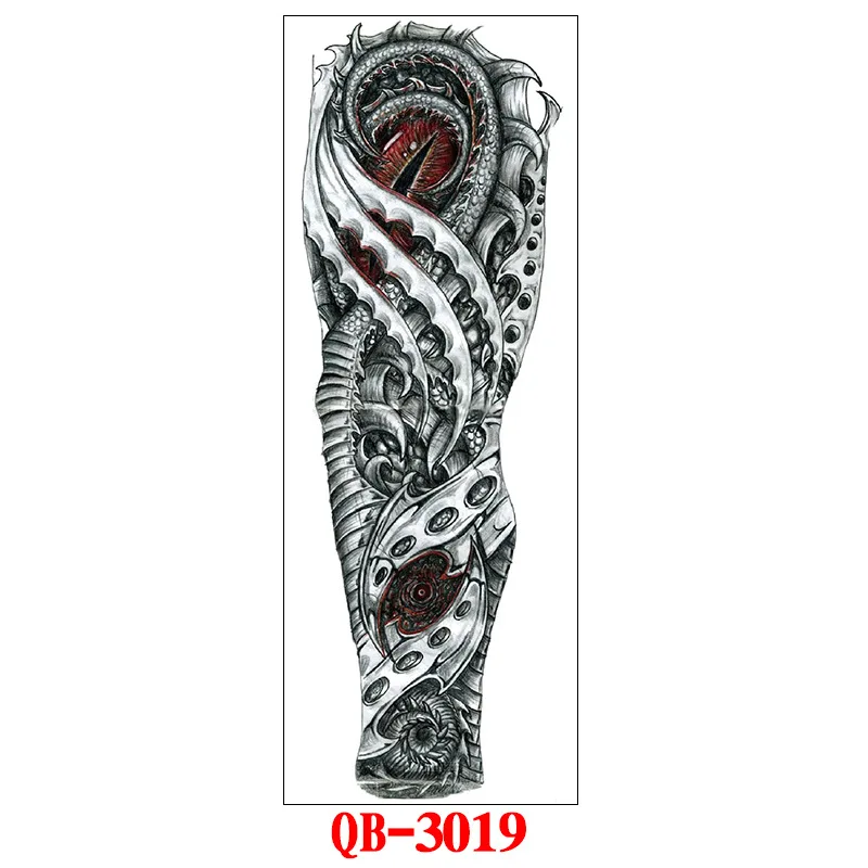 Full Arm Temporary Tattoo Stickers Large Black Skeletons Body Tattoo Waterproof Tattoo For Men Women Fake Tattoos 17*48cm - Цвет: 3019