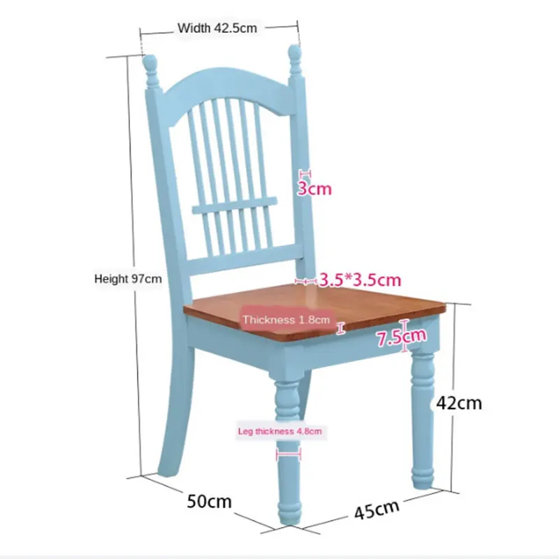 Обеденный стул из массива дерева средиземноморский белый со спинкой обеденный