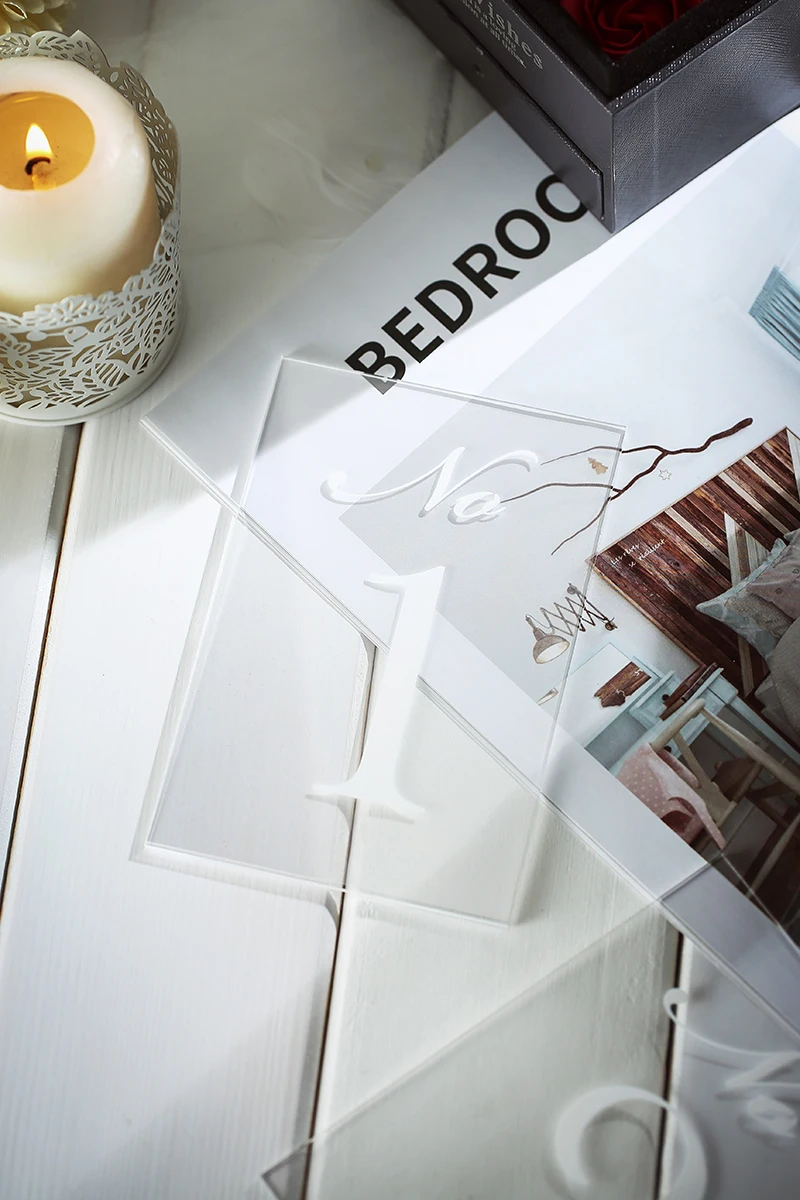 Номера свадебных столов с деревянным держателем персонализированная прозрачная