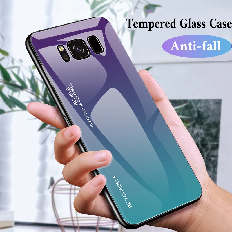 Роскошный градиентный чехол из закаленного стекла для samsung s10 s8 s9 Plus Note 10 Pro 9 8