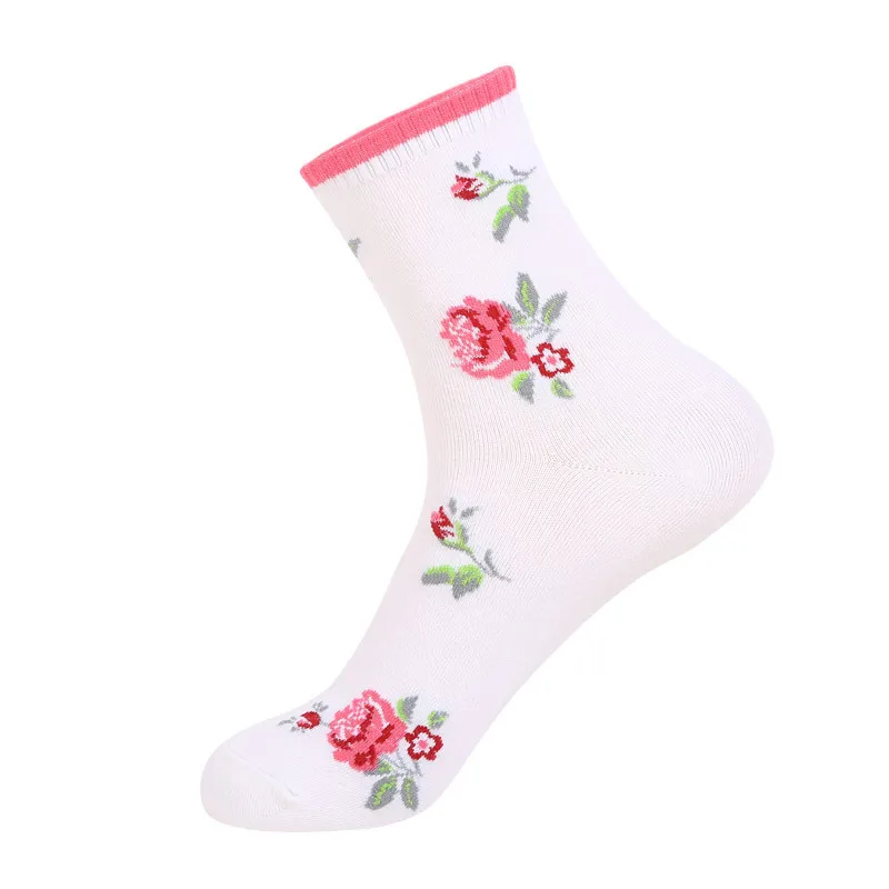 

Women Harajuku Ankle Socks Fashion Floral Rose Print Lovely Socks Cotton Soft Hipster Party Gifts Sox Female Socks