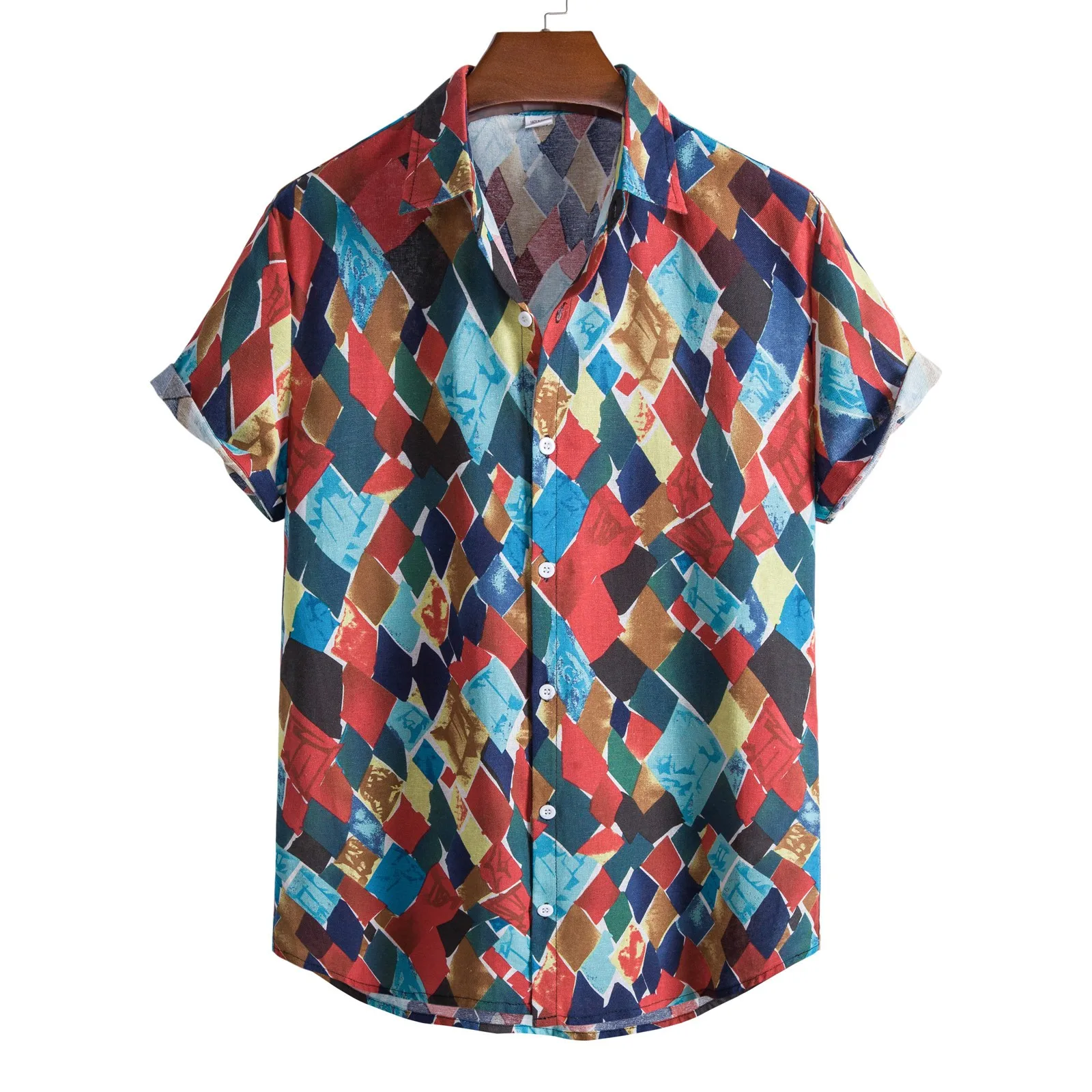 

2021 New Arrival Men's Shirts Men Hawaiian Camicias Casual One Button Wild Shirts Printed Short-sleeve Blouses Tops