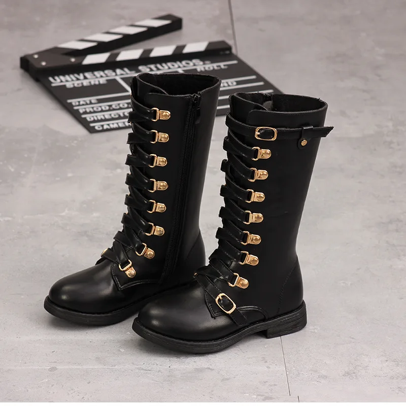 

Winter Kids Boots Girls Cute Sweet Flat Knee Boots Solid Color Children Girl Student Anti-slip Snow Boots children shoes