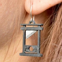 gothic guillotine pendant hook earrings for women vintage silver color black window dangle earrings female party punk jewelry