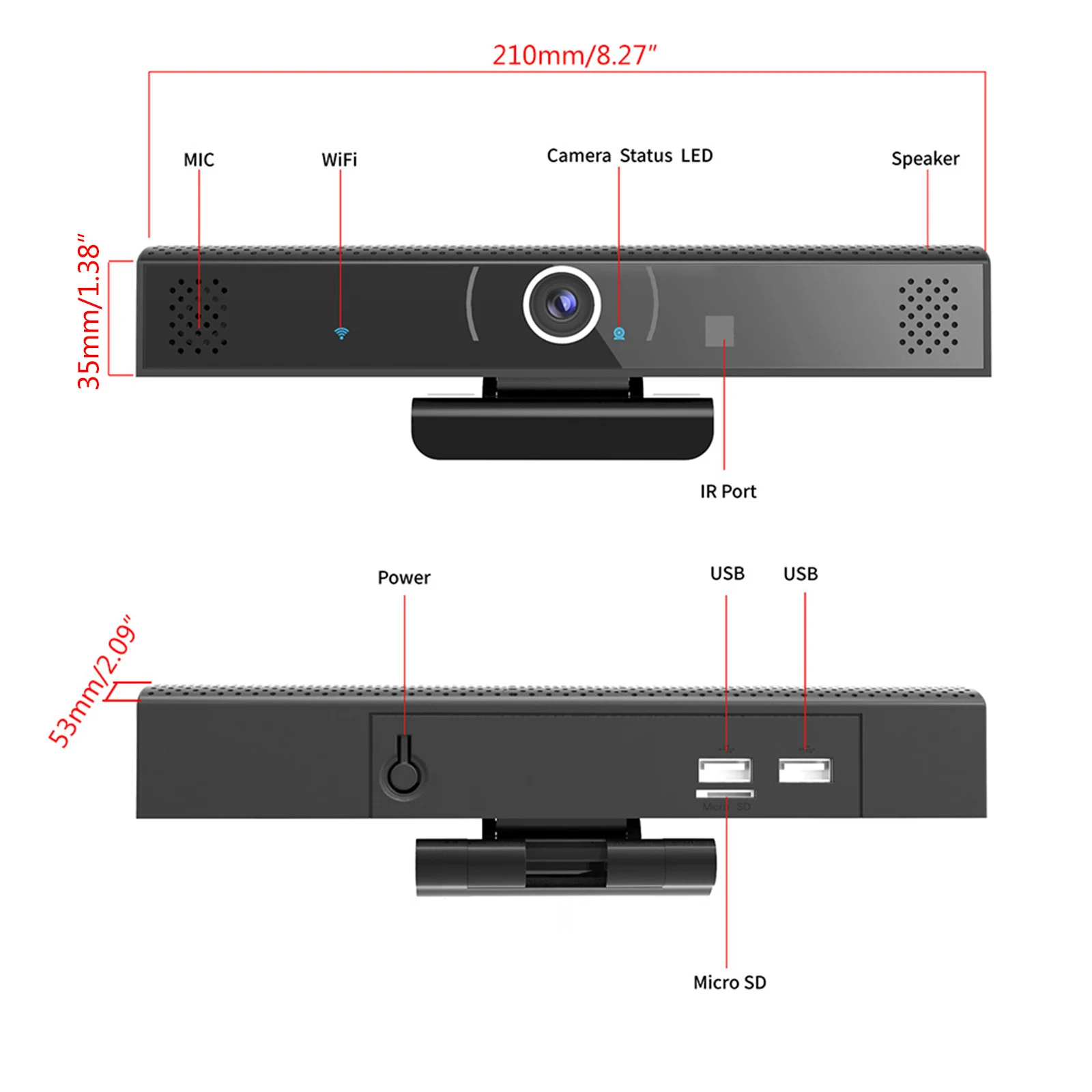 

3in1 1080P Webcam HD Web Camera Built-in Speaker and Microphone USB Plug for Video conferencing Recording Streaming