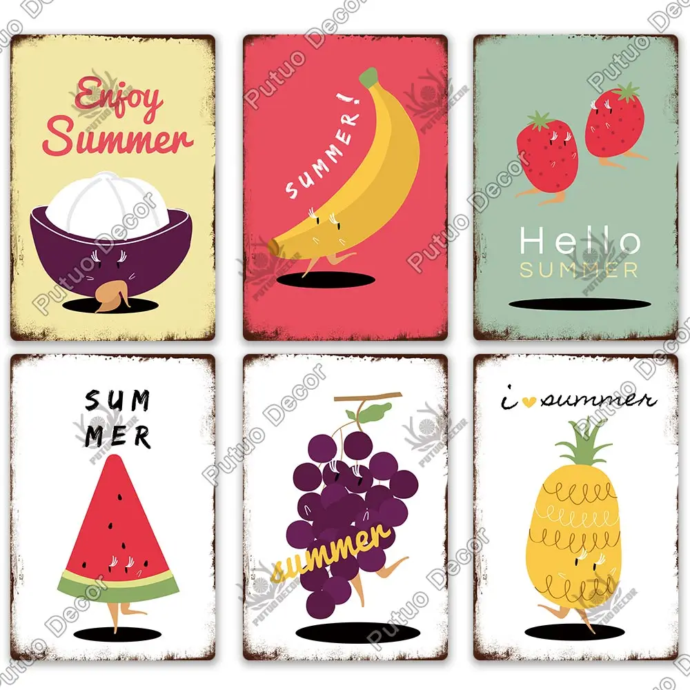 

Putuo Decor Fruit Vintage Tin Sign Metal Sign Decorative Plaque Wall Decor Living Room Farm Garden Kitchen Decoration