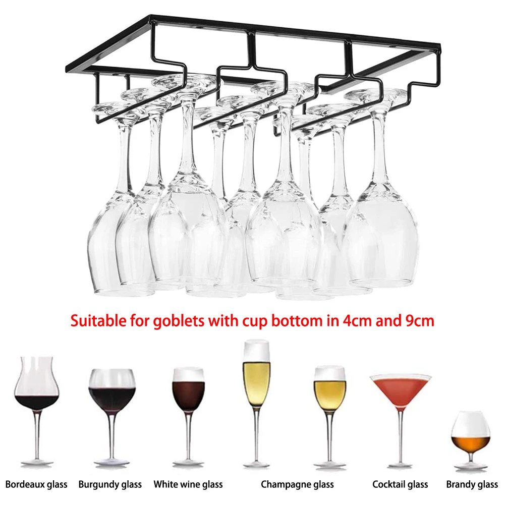 

Creative Iron Wine Glass Hanging Holder Goblet Stemware Glass Cup Storage Rack Kitchen Bar Cabinet Closet Inner Organizer Racks
