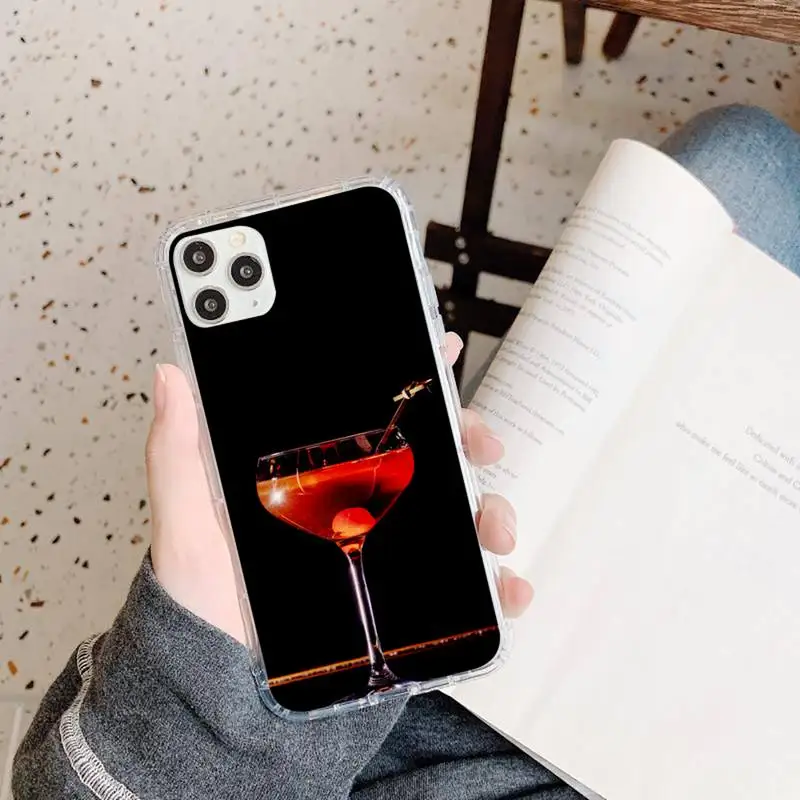 

Coffee Wine Cup Phone Case Transparent for iPhone 11 12 mini pro XS MAX 8 7 6 6S Plus X 5S SE 2020 XR
