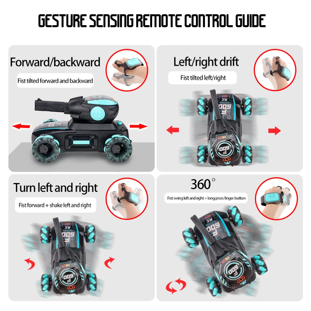 Hairun Remote Control Tank Control Gestures Shooting Tank Battle Rc Car Water Bomb Shooting Competitive Toy for Kid and Aldult enlarge