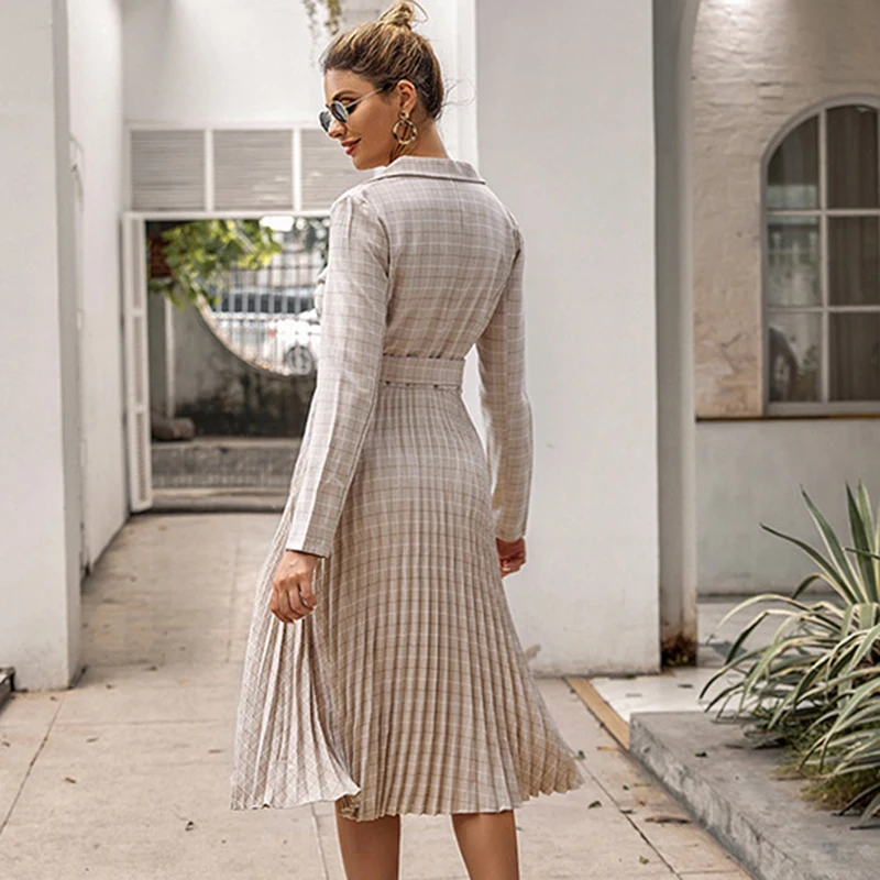 2019 осень и зима новое платье Плиссированное Европейское американское модное