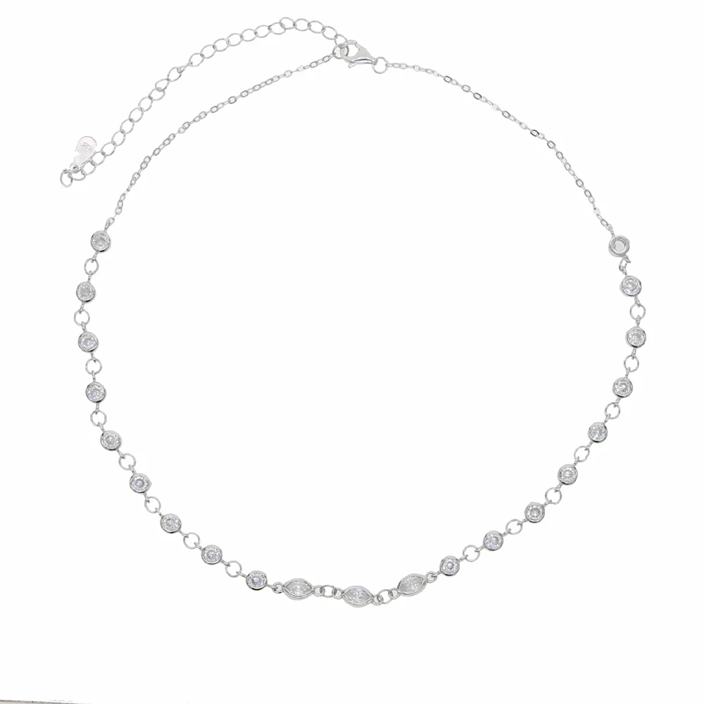 Чокер Bling bling 925 с фианитами Женский ожерелье золотого цвета цепочка камнем под