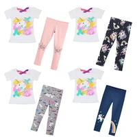 girls clothes set for kids summer unicorn t shirtcartoon print pants cotton top leggings outfits 3 4 6 8 year children clothing