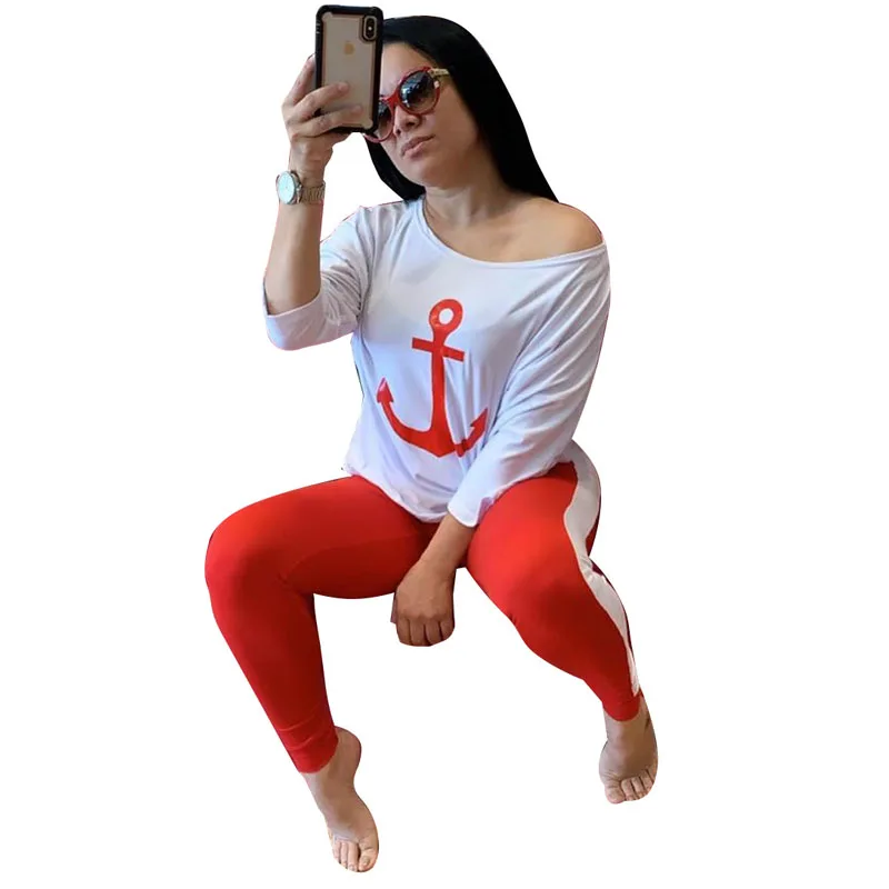 

Модный комплект из двух предметов, свободная белая футболка с длинным рукавом, эластичные облегающие брюки, леггинсы, спортивный костюм с б...