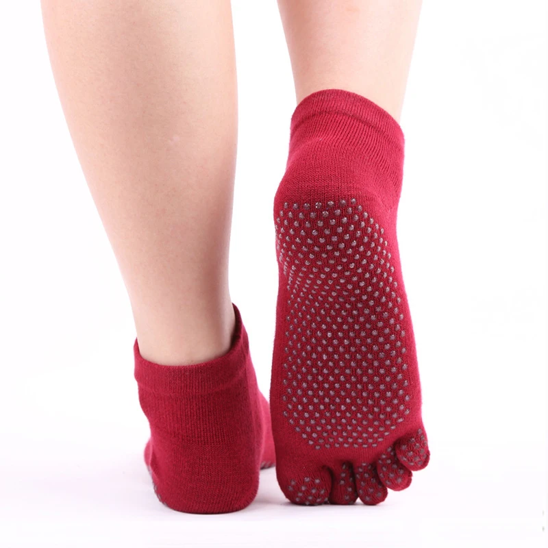 Женские спортивные носки 2 пары Нескользящие силиконовые с пятью пальцами