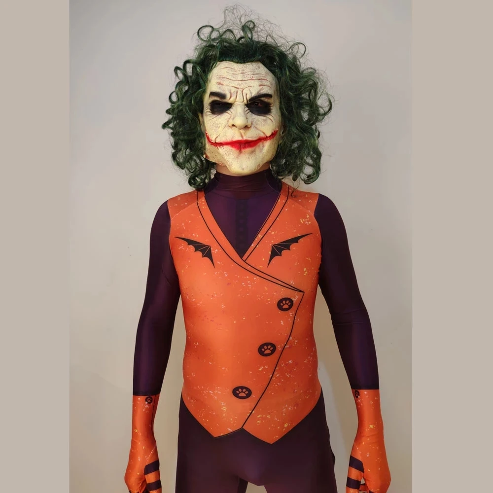 Костюм Джокера для косплея Zentai костюм Хэллоуина детей и взрослых мужские