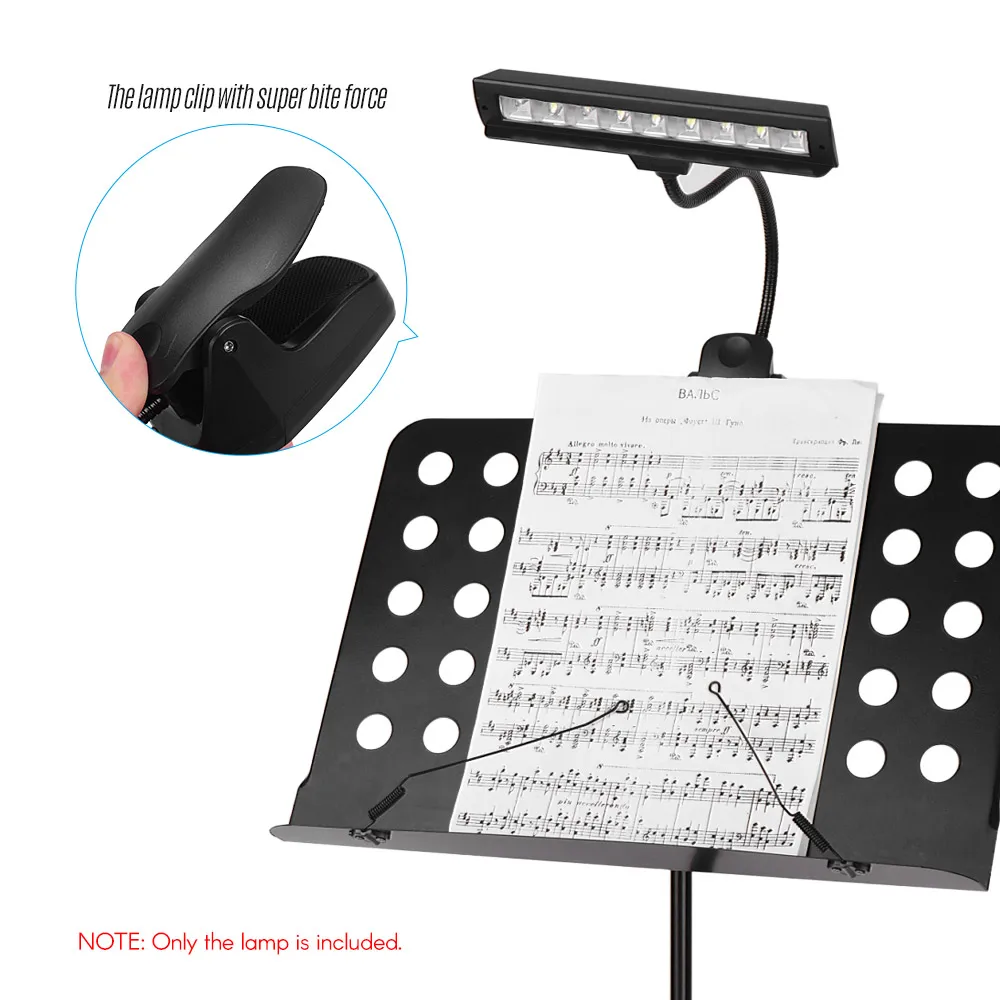 Clip-On Orchestra LED Lamp Two-Level Adjustable Music Stand Reading Light with 9 Beads Musical Instrument Accessory | Спорт и