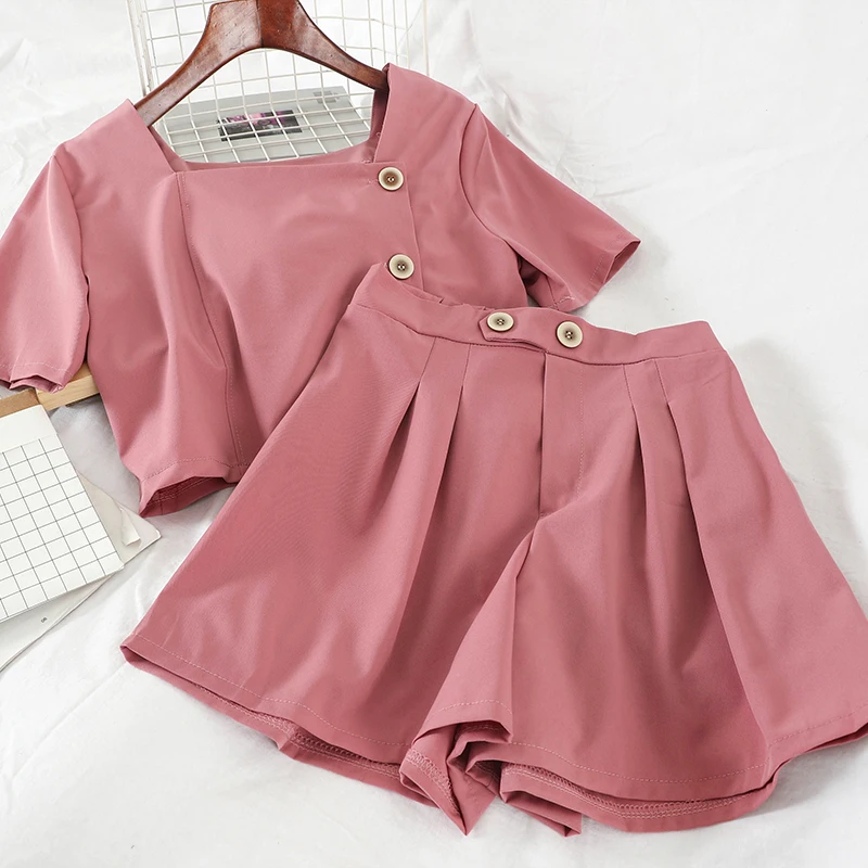 2019 Новая модная женская одежда рубашка + шорты костюм из двух предметов Женский