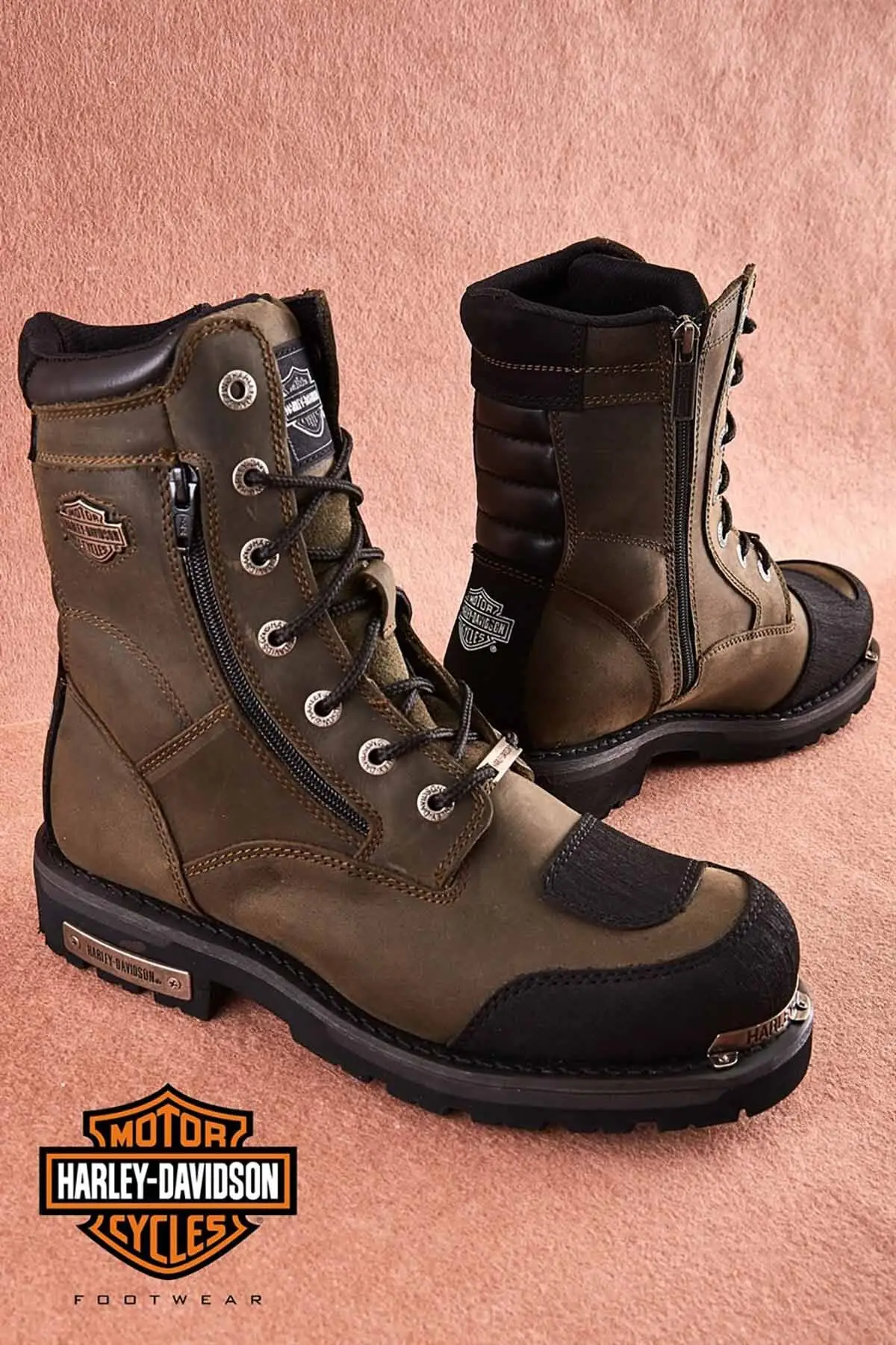 Мужские и женские ботинки Harley Davidson Винтажные оливкового зеленого цвета 100%