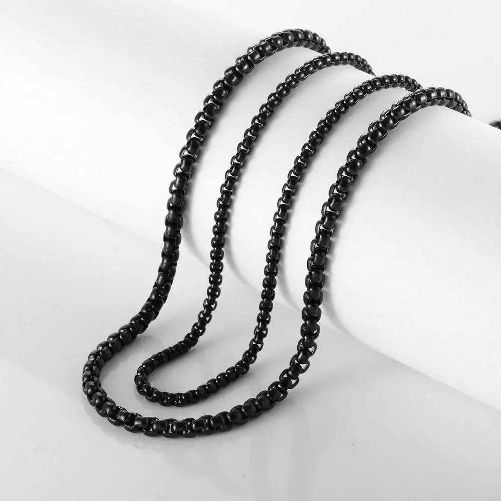 Цепь из нержавеющей стали для мужчин и женщин ювелирное изделие черного цвета с