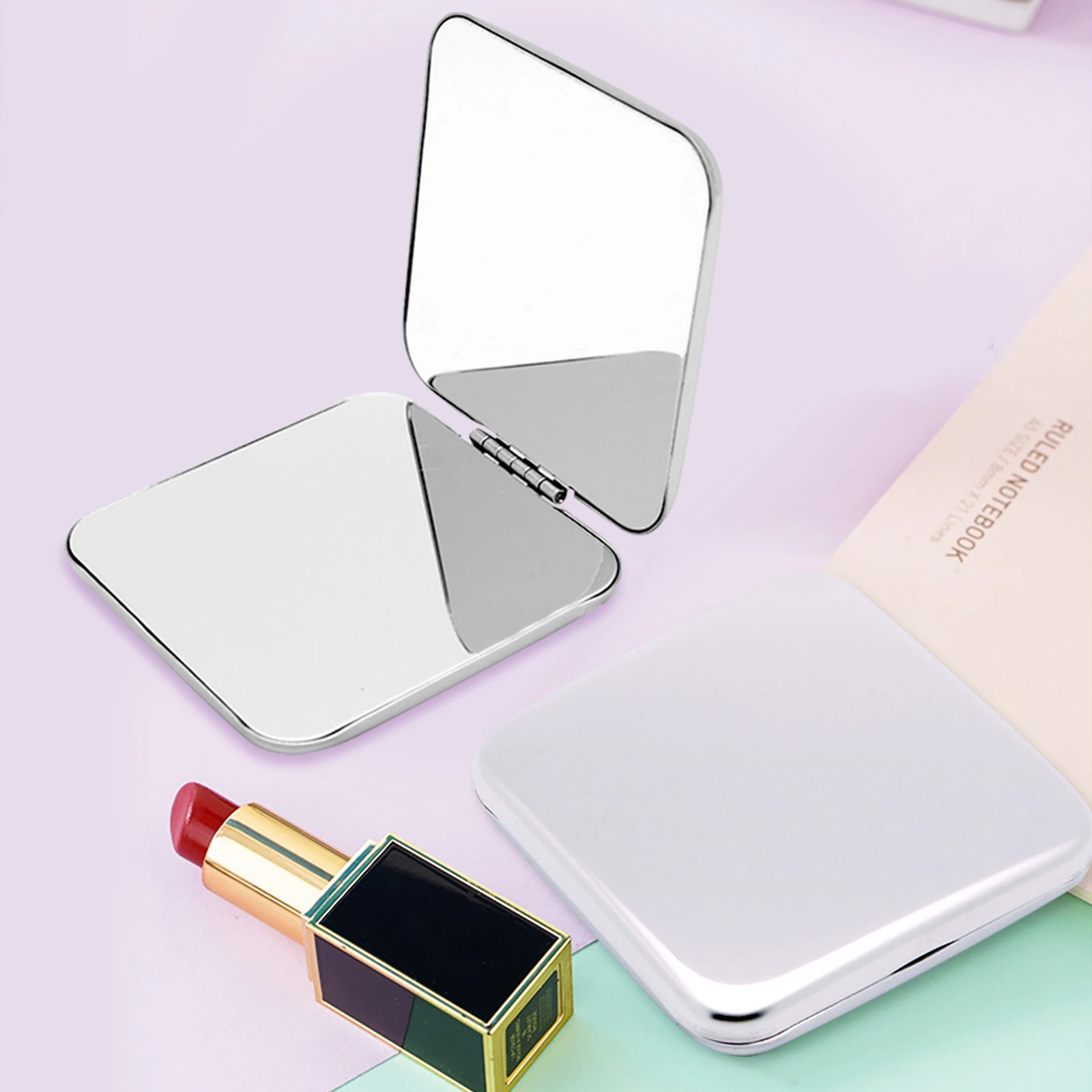 

1Pc Luxury Makeup Mirror Portable Square Folded Compact Mirrors Gold Silver Pocket Mirror Cosmetic Mirror Personalized Gifts