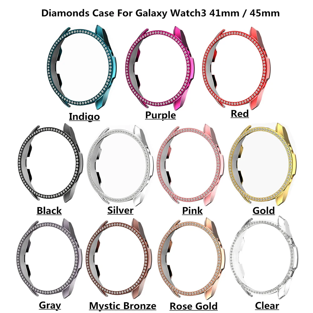 Алмазный поликарбонатный чехол для Samsung Galaxy Watch 3 45 мм 41 Блестящий бампер