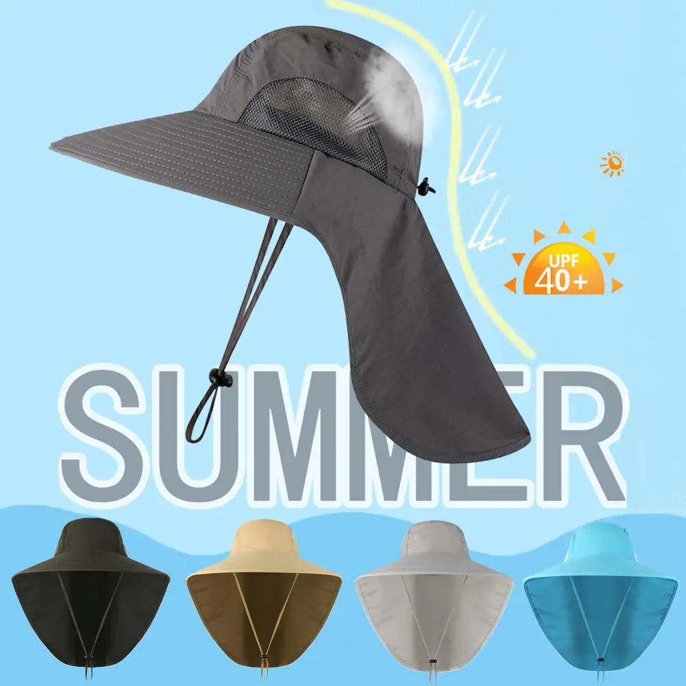 

Unisex Summer UV Protection Fishing Cap Wide Brim Breathable Mesh Outdoor Fishing Climbing Hiking Sun Hat with Neck Flap