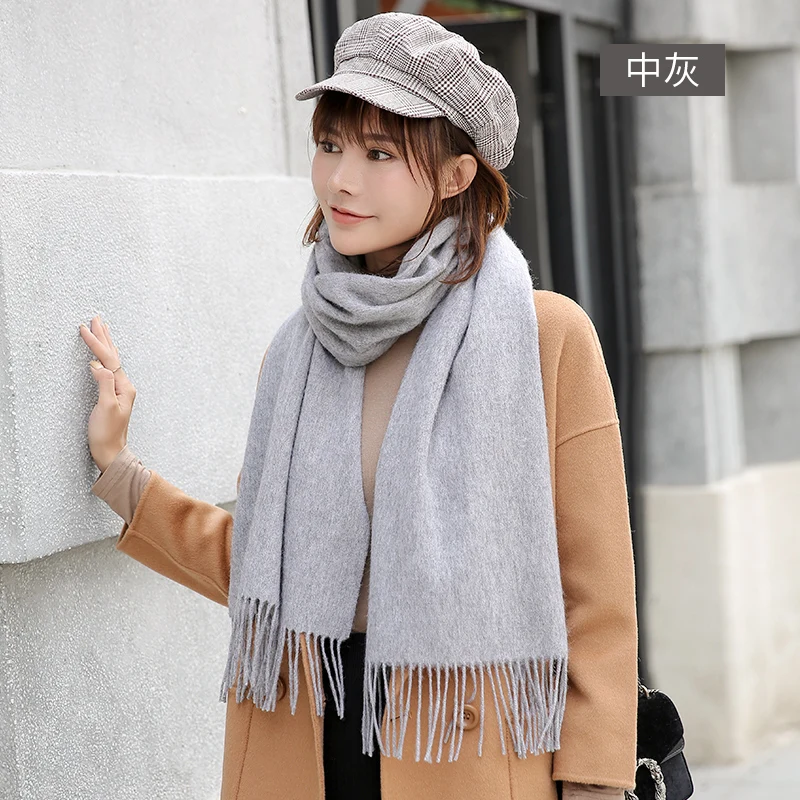 

★Qiu dong season 100% wool scarf female han edition contracted joker shawl cashmere upset to keep warm in winter and long