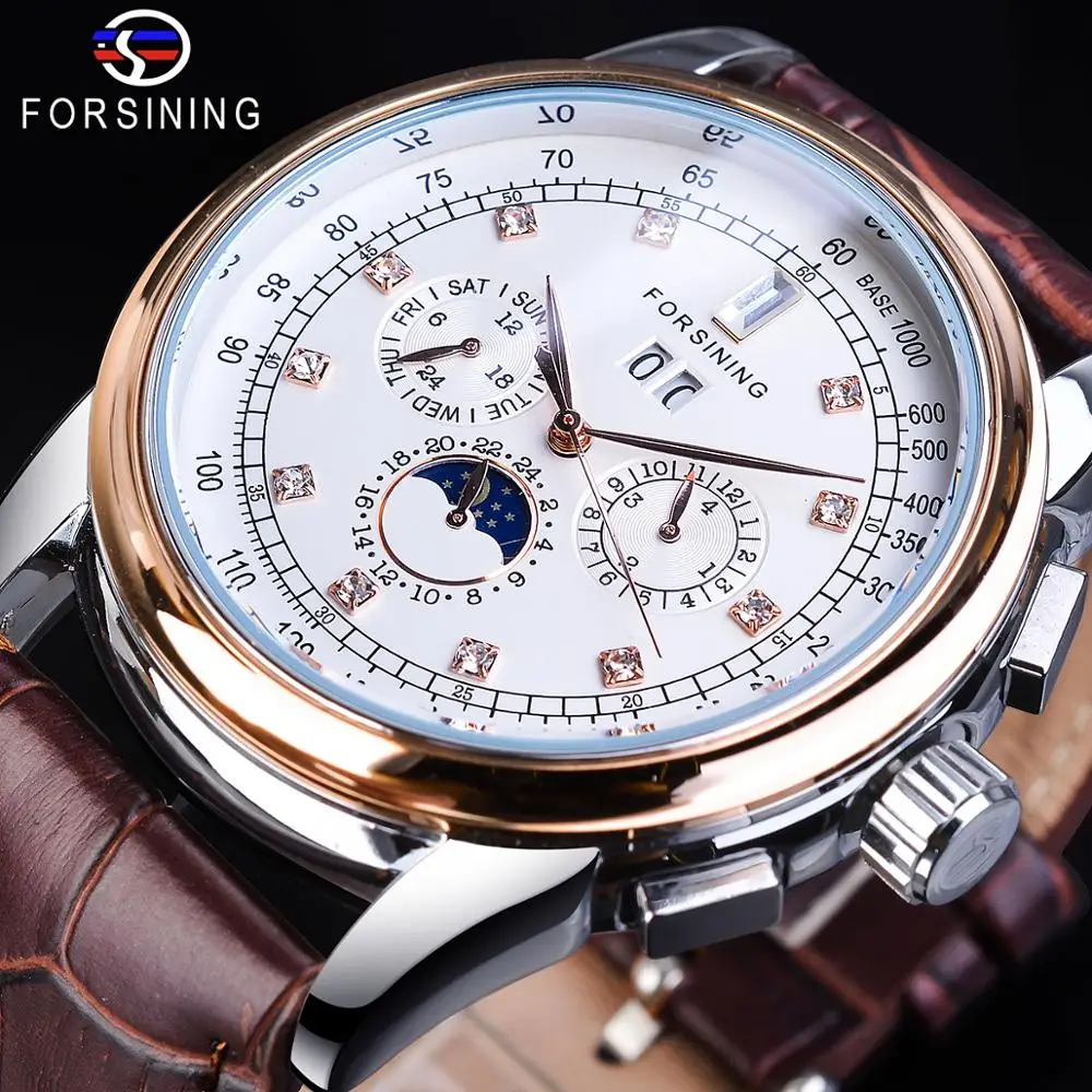 

Forsining 3 Dial Multifunction Shanghai Movement Mens Business Automatic Luxury Design Mechanical Wrist Watches Top Brand Luxury