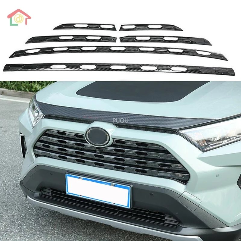 Для Toyota RAV4 2019 2020 нержавеющая сталь углеродное волокно вид Передняя верхняя