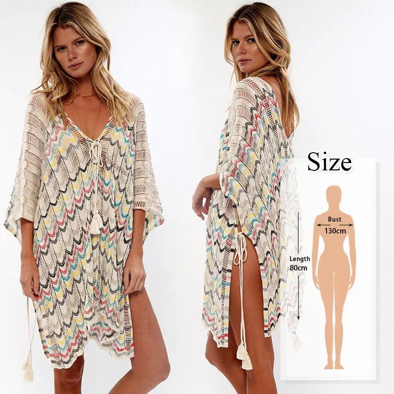 Пляжное платье оверсайз накидка саронг кафтан Пляжная туника пляжный купальный