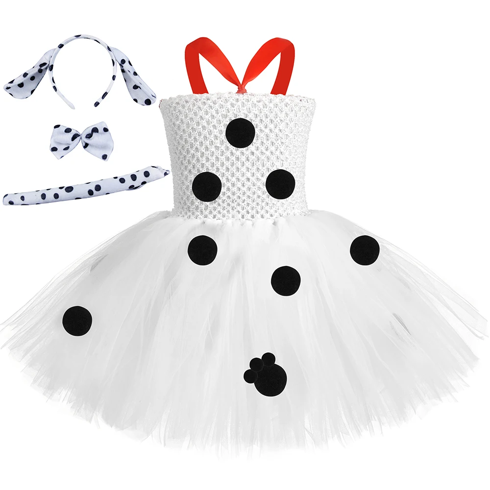 

Girls Dalmatian Dog Tutu Dress Set Polka Dot Kids Birthday Party Dresses for Girls Halloween Holiday Cosplay Dalmatian Costume