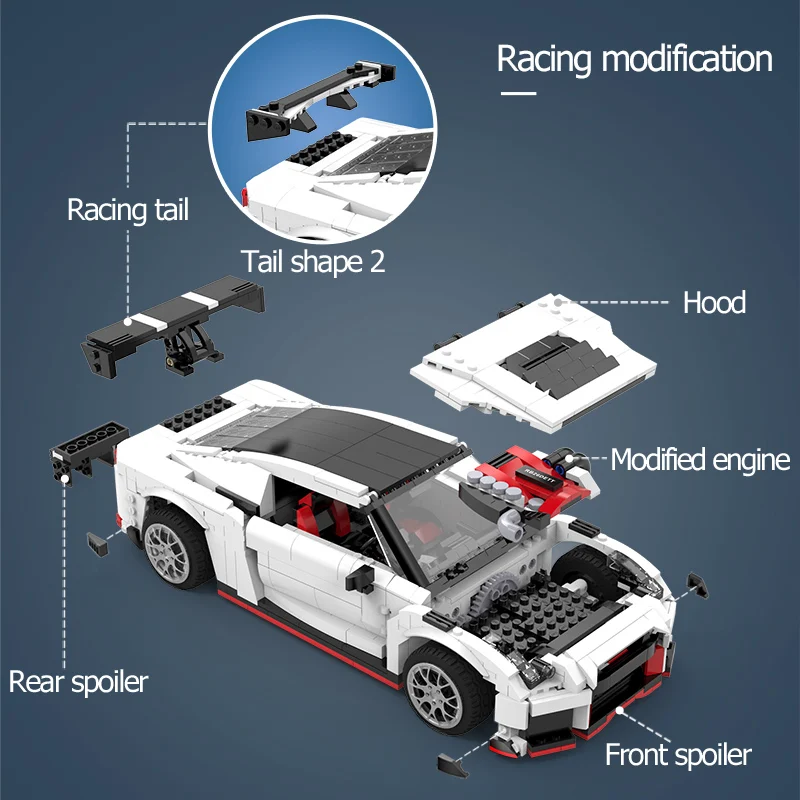 

1322pcs Creator RC/non-RC Drift Racing Car Building Blocks City MOC Remote Control Sports Vehicle Bricks Toys For Kids