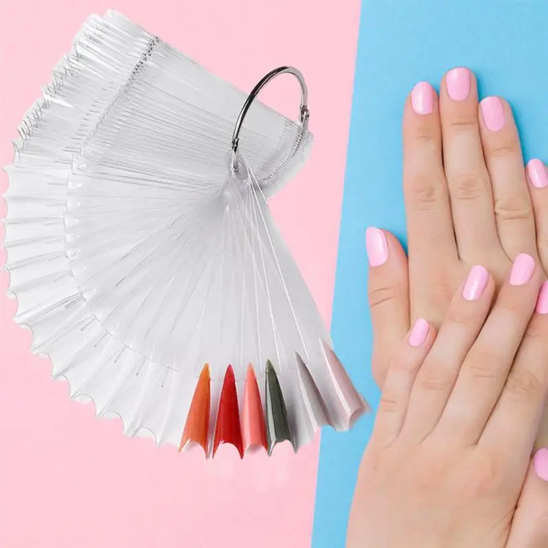 

100Pcs Fan Shaped Nail Plate Nail Tips Palette Card Display Plate