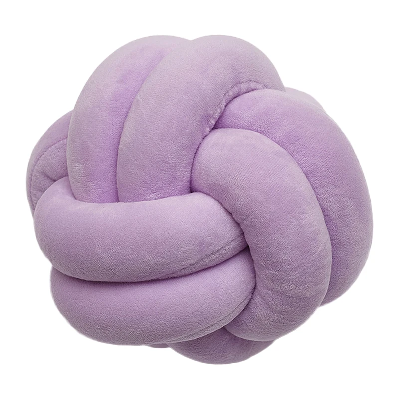 Knotted Plush Ball Design Round Throw Pillow Waist Back Cushions Home Sofa Bed Decoration Dolls Toys For Kids S/M Top | Дом и сад