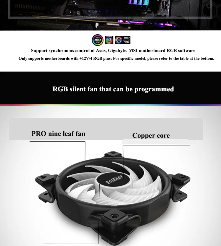 Pccooler RGB кулер для процессора AMD/AM4/INTEL1150 1151, PWM 4PIN 120 мм/12 см вентилятор охлаждения с 4 медными тепловыми трубками
