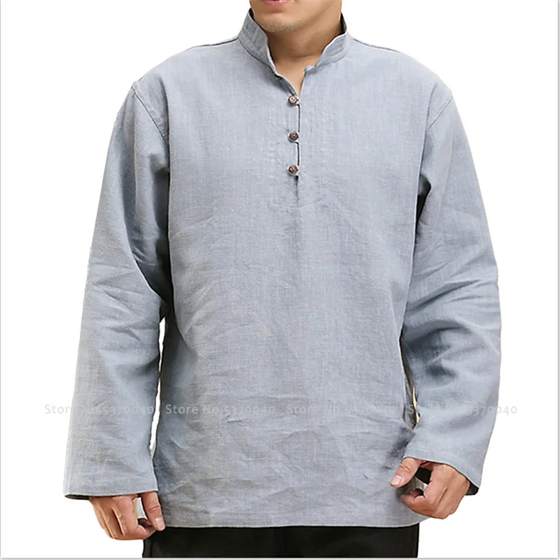 Китайский стиль Тан костюм Hanfu топы мужские осенние футболки Мусульманский