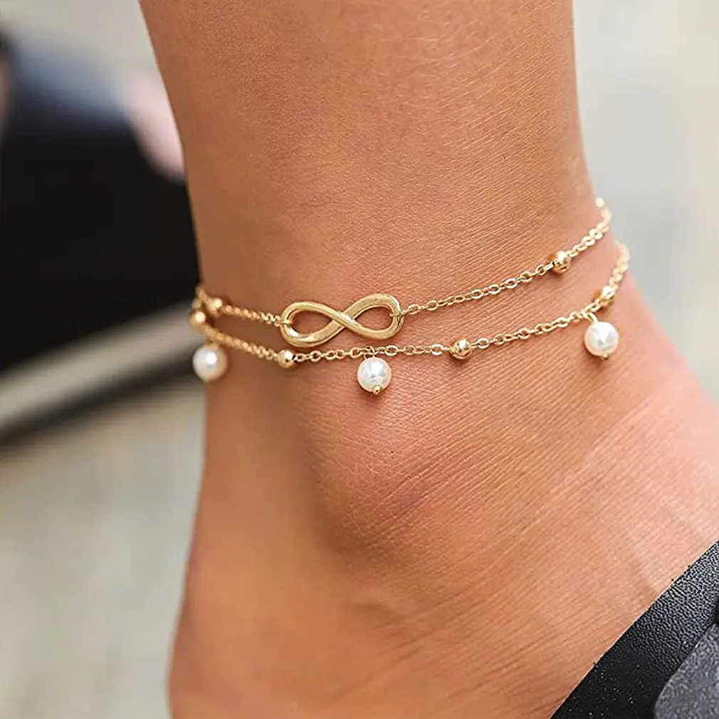 Браслеты на ногу в стиле бохо инициала анклеты серебряного цвета с сердечком