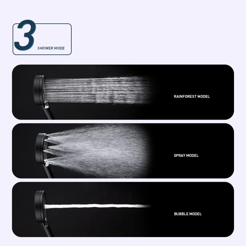 pressurzied shower head spray rainforest bubbler three modes adjustable high quality water saving universal bathroom accessories free global shipping