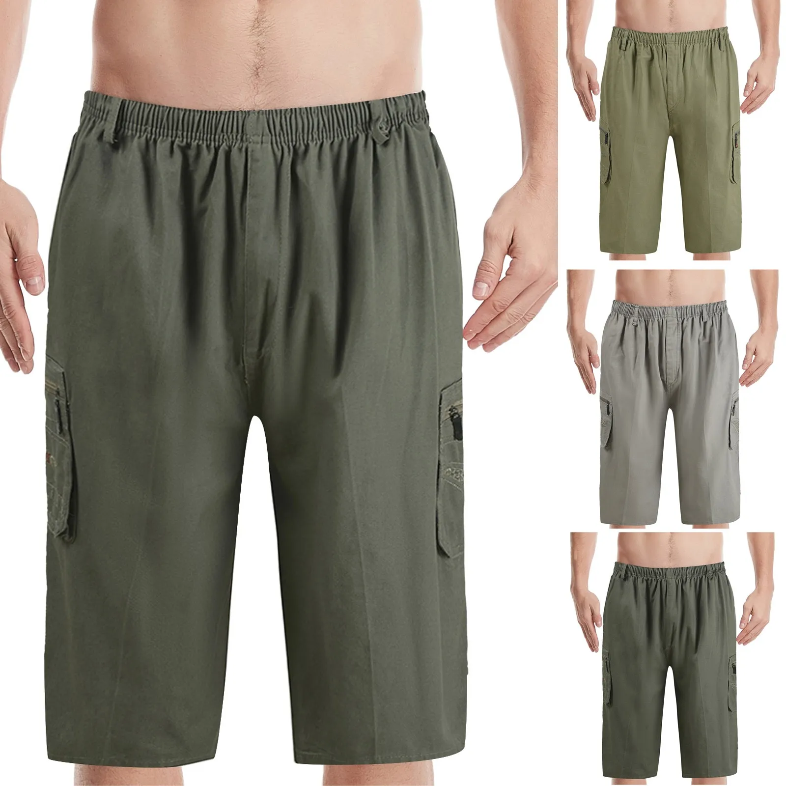 

2021 Summer Short Pants For Men Sport Men's Vintage Tooling Pocket Loose Straight Leg Pants Casual Shorts Plus Size 2XL-5XL